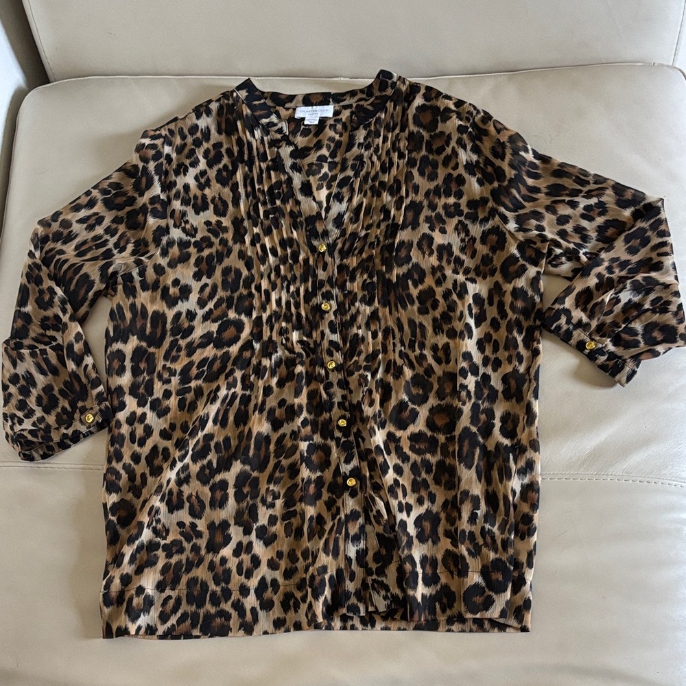 NWOT Sheer Leopard Print Blouse